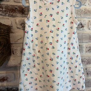 The Beaufort Bonnet Company Floral Kids Dress - Cream with Red and Blue Flowers